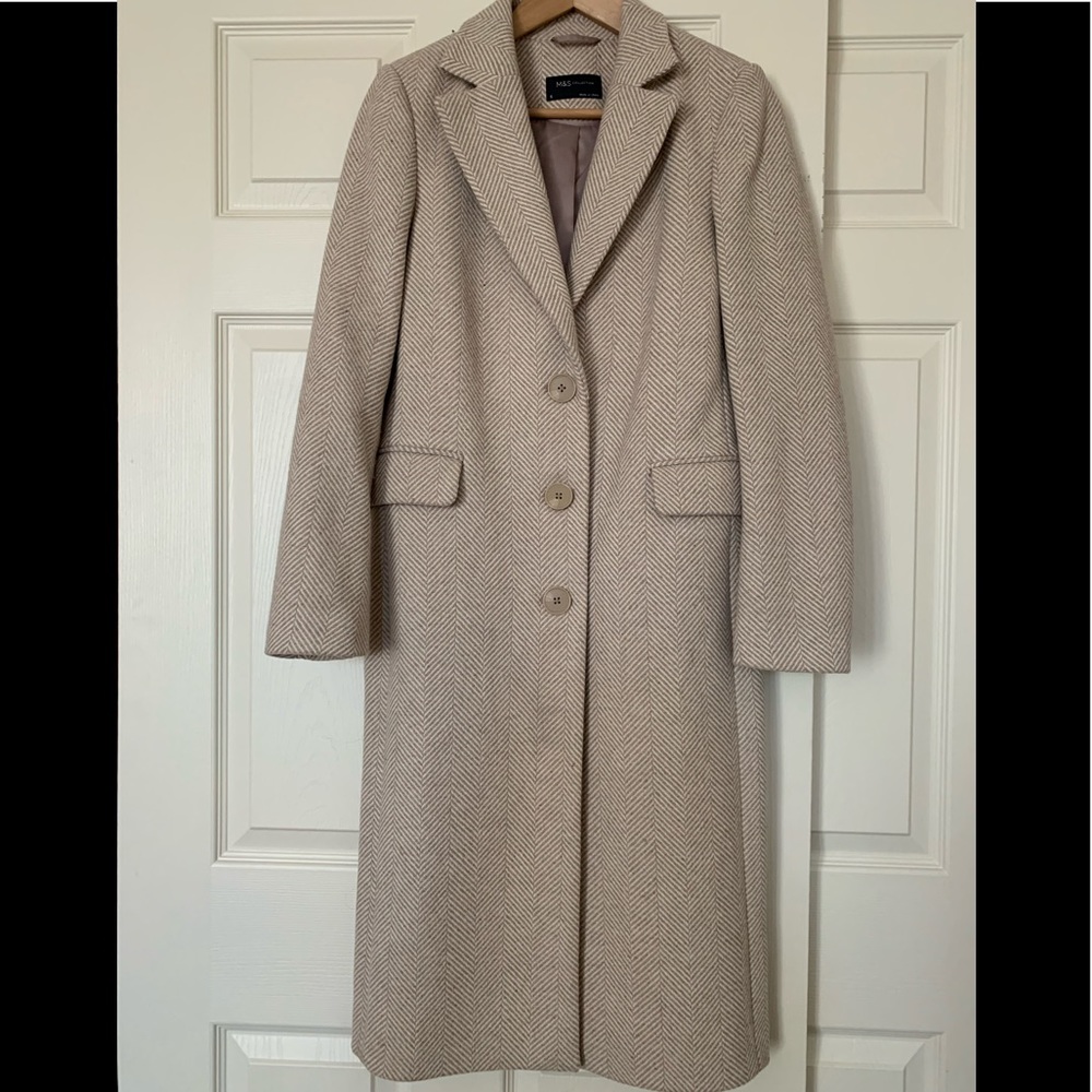 Beige Coat M&S Size 6 wool